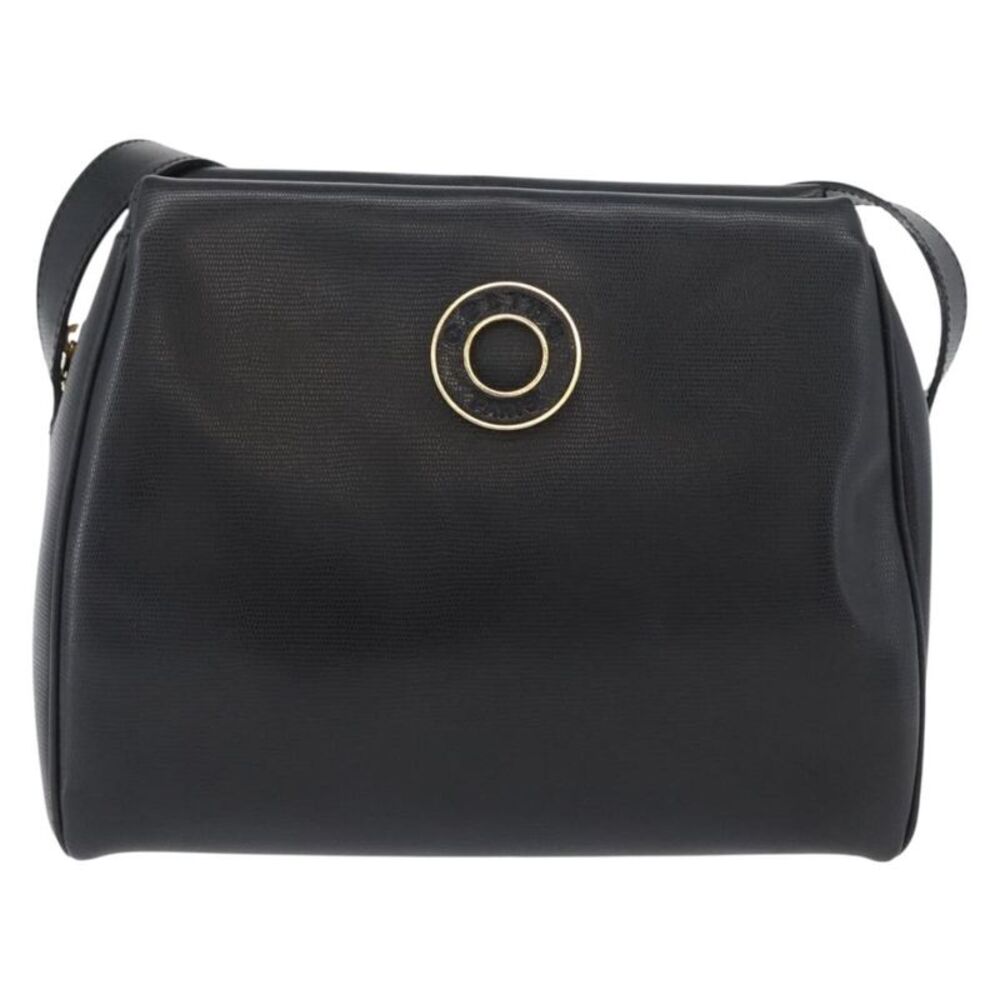 Celine Circle Logo Leather Black Leather Shoulder Bag Bag